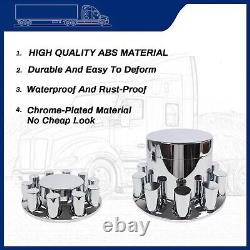 Chrome Hub Cover Semi Truck Wheel For Axle Cover 33mm Lug Front & Rear Complete
