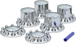 Chrome Hub Cover Semi Truck Wheel Kit Axle Cover 33mm Lug Front & Rear Complete