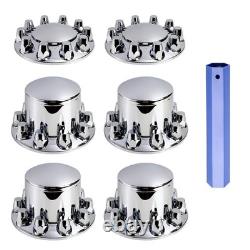 Chrome Hub Cover Semi Truck Wheel Kit Axle Cover 33mm Lug Front & Rear Complete