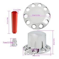 Chrome Hub Cover Semi Truck Wheel Kit Axle Cover 33mm Lug Front & Rear Complete