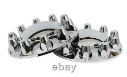 Chrome Hub Cover Semi Truck Wheel Kit Axle Cover 33mm Lug Front & Rear Complete