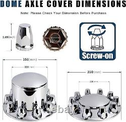 Chrome Hub Cover Semi Truck Wheel Kit Axle Cover 33mm Lug Front & Rear Complete