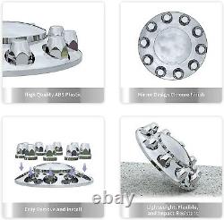 Chrome Hub Cover Semi Truck Wheel Kit Axle Cover 33mm Lug Front & Rear Complete