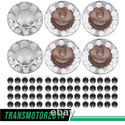 Chrome Hub Cover Semi Truck Wheel Kit Axle Cover 33mm Lug Front & Rear Complete