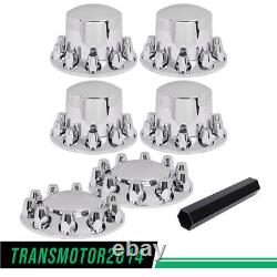 Chrome Hub Cover Semi Truck Wheel Kit Axle Cover 33mm Lug Front & Rear Complete