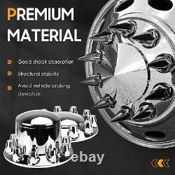 Chrome Hub Cover Semi Truck Wheel Kit Axle Cover 33mm Lug Front & Rear Complete