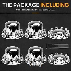 Chrome Hub Cover Semi Truck Wheel Kit Axle Cover 33mm Lug Front & Rear Complete