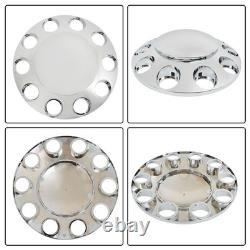 Chrome Hub Cover Semi Truck Wheel Kit Axle Cover 33mm Lug Front & Rear Complete