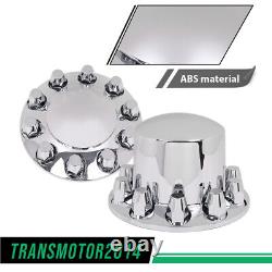 Chrome Hub Cover Semi Truck Wheel Kit Axle Cover 33mm Lug Front & Rear Complete