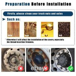 Chrome Hub Cover Semi Truck Wheel Kit Axle Cover 33mm Lug Front & Rear Complete