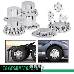 Chrome Hub Cover Semi Truck Wheel Kit Axle Cover 33mm Lug Front & Rear Complete