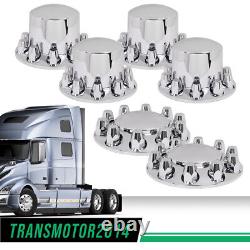 Chrome Hub Cover Semi Truck Wheel Kit Axle Cover 33mm Lug Front & Rear Complete