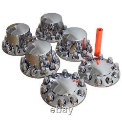Chrome Hub Cover Semi Truck Wheel Kit Axle Cover 33mm Lug Front & Rear Complete