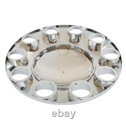 Chrome Hub Cover Semi Truck Wheel Kit Axle Cover 33mm Lug Front & Rear Complete