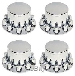 Chrome Semi Truck Hub Cover Wheel Kit Axle Cover 33mm Lug Front & Rear Complete