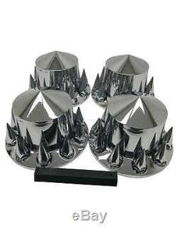 Chrome Semi Truck Hub Cover Wheel Set Rear 33mm Nut Covers Spiked Removable caps