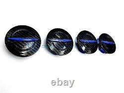 Chrysler 200 300 Blue Black Carbon Fiber Wheel Center Cap x4 Set 11-21 OEM Mopar