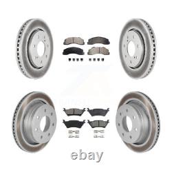 Coated Brake Rotor & Ceramic Pad Front Rear Kit For Ford F-150 With 7 Lug Wheels