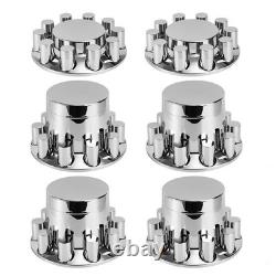 Complete 33mm Lug Chrome Hub Cover Semi Truck Wheel Axle Cover Kit Front & Rear