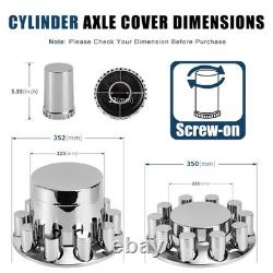 Complete 33mm Lug Chrome Hub Cover Semi Truck Wheel Axle Cover Kit Front & Rear