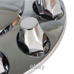 Complete 33mm Lug Chrome Hub Cover Semi Truck Wheel Axle Cover Kit Front & Rear