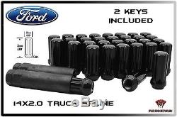 Complete Ford F-150 Black 2 Hub Centric Wheel Spacers 6x135 +24 Spline Lug Nuts