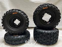 DWT A5 Black Front Rear Rims Wheels Sunf A027 Tires Kawasaki KFX450R KFX400