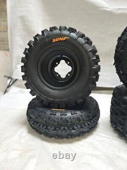 DWT A5 Black Front Rear Rims Wheels Sunf A027 Tires Suzuki LTR450 LTZ400 Z400