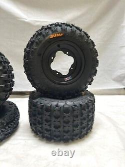 DWT A5 Black Front Rear Rims Wheels Sunf A027 Tires Suzuki LTR450 LTZ400 Z400