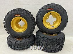 DWT A5 Gold Front Rear Rims Wheels Sunf A027 Tires LTR450 LTZ400 KFX450R KFX400