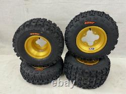 DWT A5 Gold Front Rear Rims Wheels Sunf A027 Tires LTR450 LTZ400 KFX450R KFX400