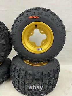 DWT A5 Gold Front Rear Rims Wheels Sunf A027 Tires LTR450 LTZ400 KFX450R KFX400