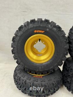 DWT A5 Gold Front Rear Rims Wheels Sunf A027 Tires LTR450 LTZ400 KFX450R KFX400