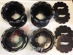 DWT Black Champion in a Box 10 Front 9 Rear Rims Beadlock Rings Raptor YFZ 450