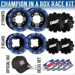 DWT Blue Champion in a Box 10 Front 9 Rear Rims Beadlock Wheels YFZ450 Raptor