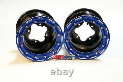 DWT G3 Black Blue Rear Beadlock Rims Wheels 9 4/110 Suzuki LTR450 LTZ400 Z400