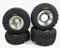 DWT Polished Front Rear Rims Wheels Sunf A027 XC Tires Yamaha Raptor 700 660 250