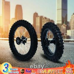 Dirt Pit Bike Tires Set Rear Wheel Rim 80/100-12 & Front Wheel Rim 60/100-14 USA