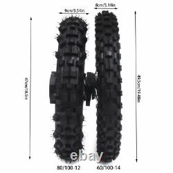 Dirt Pit Bike Tires Set Rear Wheel Rim 80/100-12 & Front Wheel Rim 60/100-14 USA