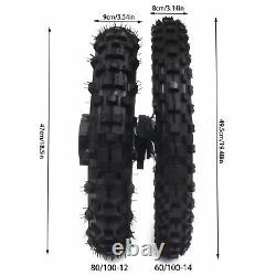 Dirt Pit Bike Tires Set Rear Wheel Rim 80/100-12 & Front Wheel Rim 60/100-14 USA