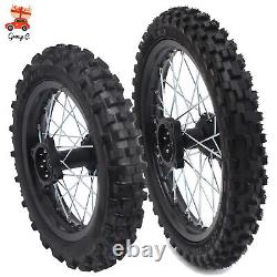 Dirt Pit Bike Tires Set Rear Wheel Rim 80/100-12 & Front Wheel Rim 60/100-14 USA