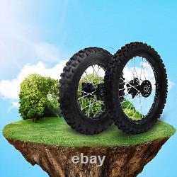 Dirt Pit Bike Tires Set Rear Wheel Rim 80/100-12 & Front Wheel Rim 60/100-14 USA