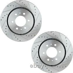 Disc Brake Rotor For 2010-2019 Ford F-150 Front Cross-Drilled Slotted Set of 2