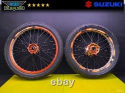 Dna 2002 Suzuki Drz400e Anodized Front Rear Wheels Hubs Supermoto Tires 00-07
