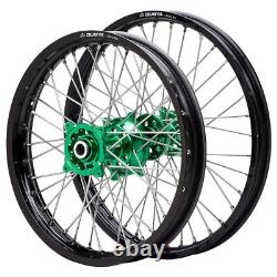 Dubya Edge Complete Front/Rear Wheel Set 1.60 x 21 / 2.15 x 18 Black Rim/Green