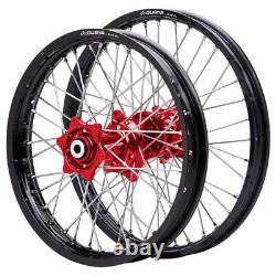 Dubya Edge Complete Front/Rear Wheel Set 1.60 x 21 / 2.15 x 18 Black Rim/Red