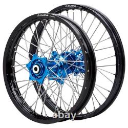 Dubya Edge Complete Front/Rear Wheel Set 1.60 x 21 / 2.15 x 19 Black Rim/Blue