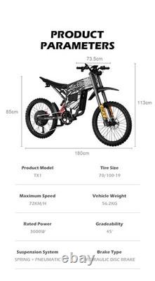 Electric Bike E-Bike 6000W Peak 60V 30AH Adult Bicycles 70/100-19 Off-Road Tire