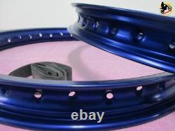 FIT SUZUKI TC120 ALUMINIUM BLUE FRONT + REAR WHEEL RIM SET nan3813
