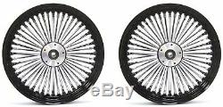 Fat Spoke 16 Front/rear Wheel Set Black Harley Softail Fat Boy Heritage Deluxe